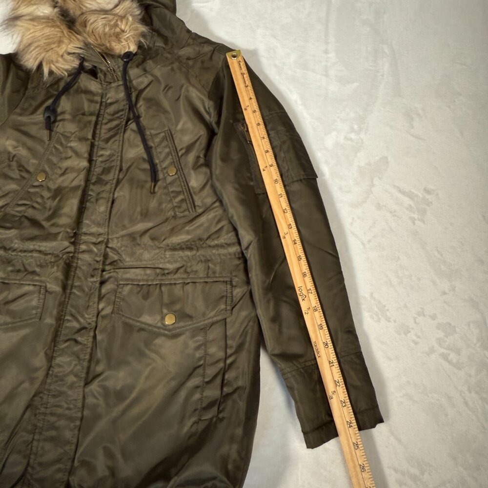 American Rag Cia Parka Jacket Women Size S Olive Green Full Zip Hooded Coat - Picture 4 of 16